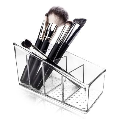 China Plastic Acrylic Makeup Cosmetic Organizer Box Desktop Pencil Brush Display Viable Storage Plastic Storage Box for sale