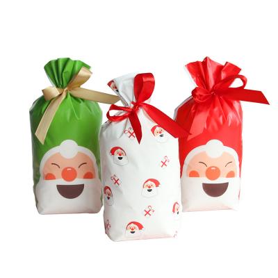 China Recyclable Halloween Christmas Sack Ribbon Drawstring Bag Hot Candy With Hand Gift Crispy Snowflake Packaging for sale