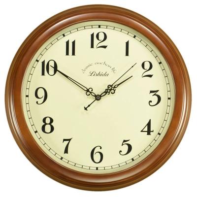 China 14 Inch Large Retro Clock Silent Wooden Wall Clock Analog Non Ticking Battery Operated Decorative Antique Style Wood For Living Room for sale