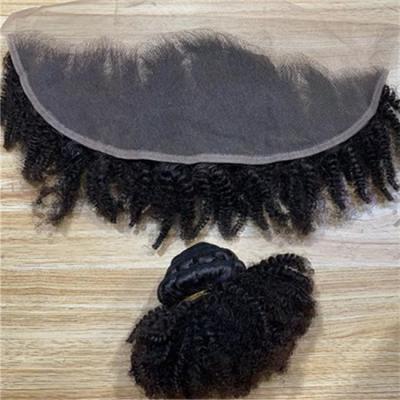 Chine 8 pouces brésilienne humaine Kinky en vrac boucles de cheveux extensions avec fermeture frontales à vendre