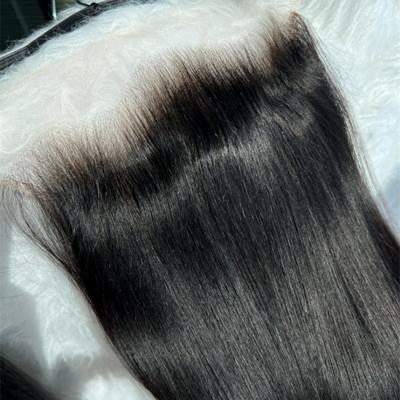 China 13x6 HD Straight Lace Frontal Closure Bleached Knots Virgin Indian Human Hair for sale