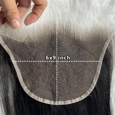 China Pre Plucked Human Hair Frontal Closure Swiss Lace 6x9 Transparent HD Lace for sale