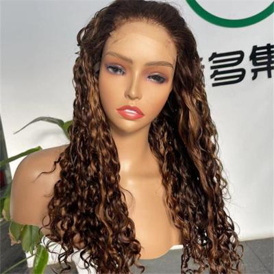 China Suíça HD Peruca de renda fechamento duplo desenhado Pixie Curls cabelo humano cor destaque à venda