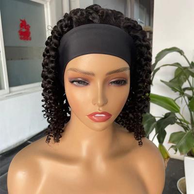 China Glueless Kinky Curly Brazilian Human Hair Lace Wig Virgin Cuticle Aligned Headband for sale