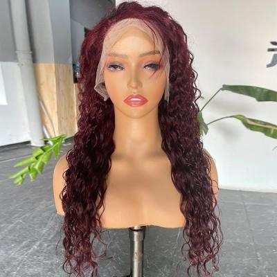 China Burgundy Water Wave 13x4 HD Lace Frontal Wig Human Hair Body Wave Frontal for sale