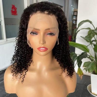 China 13x4 Transparent Human Hair Lace Wig Kinky Curly Frontal Glueless Natural Color for sale