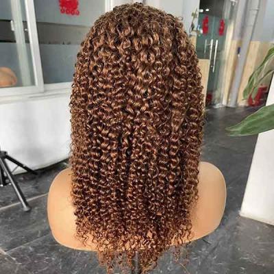 Chine #30 Couleur Brésilien Jerry Curly Perruque Cheveux humains 360 Lace Frontale 28 pouces à vendre