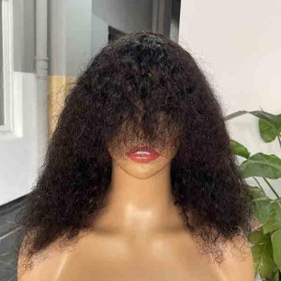 China Natural Kinky Straight Water Wave Short Curly Bob Wigs Human Hair With Bangs for sale