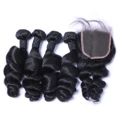 China Body Wave Vírgenes Pelo brasileño Bundles Remy Raw Parte media Cerradura de encaje en venta