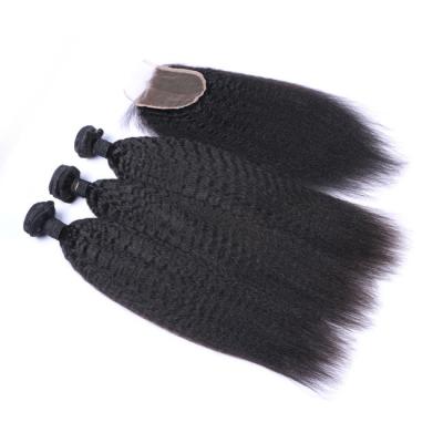 China 8a 10a brasilianische Yaki Kinky Straight Bundles 100% jungfräuliches menschliches Haar mit Verschluss zu verkaufen