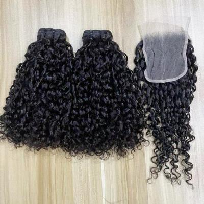 China Groothandel Vietnamese Bouncy Curl Human Hair Bundles Onverwerkte Pissy Curls Hair Double Drawn Bundles Te koop