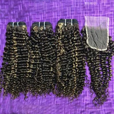 China Highlight Color Brazilian Virgin Cuticle Aligned Pissy Curls Hair Extension, Double Drawn Pixie Curl Human Hair Bundles for sale