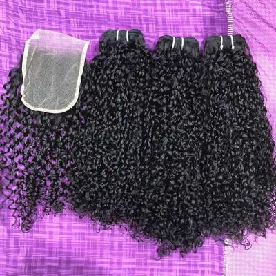 China Pissy Pixie Curl Dubbelgetrokken Mensenhaar Bundels Afro Bulk Hair 3Pcs Te koop