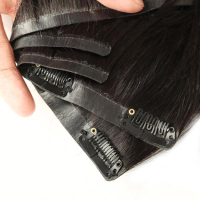 China Raw Virgin Human Hair Extensions 12A Natural Color Narrow PU Seamless One Clip In for sale