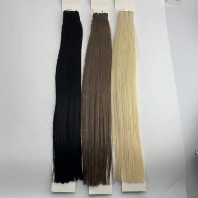 China Invisible Weft Mujer Extensiones de cabello humano Tono gris marrón Atado a mano en venta