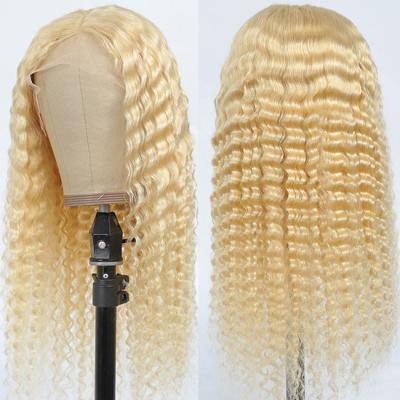 China Blonde 613 Deep Wave Wig Human Hair Wig Brazilian Virgin Cuticle Aligned for sale