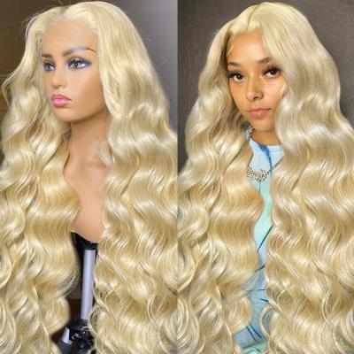 China Deep Wave 13X6 HD Full Lace 613 Blonde Wig Frontal Raw Human Hair With Baby Hair for sale