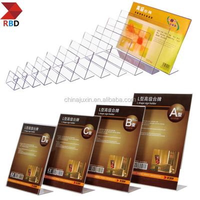 China China Alibaba Gold Acrylic Supplier 5 x 7 Acrylic Sign Holder with Oblique Back Design - Clear for sale