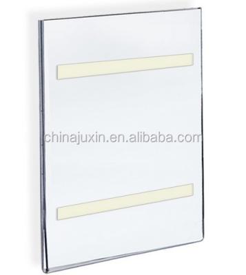 China Odouless And Glossiness Acrylic Vertical Wall Mount Sign Holder With Adhesive Tape for sale