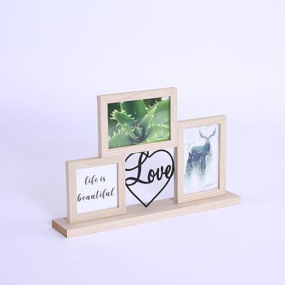 China Durable Hot Selling MDF Sight 4*4inch 4*6 Inch Wooden Collage Photo Frame With Metal Props Display Sight for sale