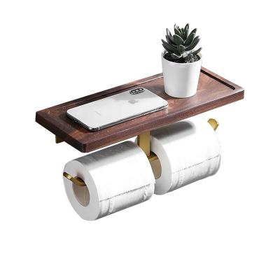 China Modern Wooden Toilet Paper Holder With Phone Shelf Toilet Paper Holder With Shelf Toilet Paper Roll Holder for sale