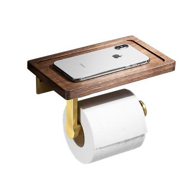 China Modern Wooden Toilet Paper Holder With Phone Shelf Toilet Paper Holder With Shelf Toilet Paper Roll Holder for sale