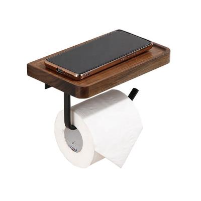 China Modern Wooden Toilet Paper Holder With Phone Shelf Toilet Paper Holder With Shelf Toilet Paper Roll Holder for sale