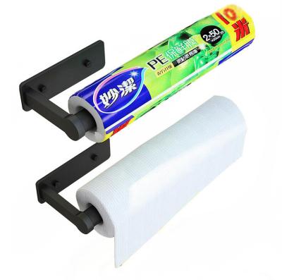 China Modern Aluminum Black Self Adhesive Paper Roll Holder Kitchen Space Film Holder Condom Condom Nail Free for sale