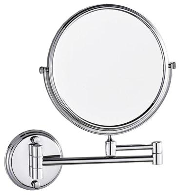 China Movable Round 2-Face Magnification Mirror Wall Mount Makeup Mirror Stainless Steel Shaving Mirror for sale