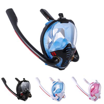 China Easy Snorkeling Swimming Diving To Carry Sturdy Double Tube Snorkeling Tinted Sea Double Parface Blast Diving Mask for sale