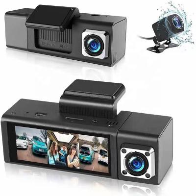 China HD Video Recording 3.18 Inch Three-Disc Driving Recorder 24H Dash Cam Black Box In Car DVR Camera VCR Dual Rear View Lens for sale