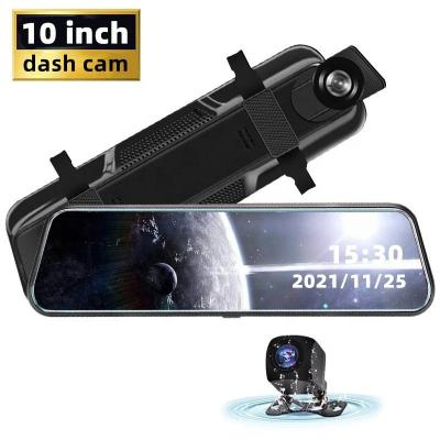 China HD Video Recording Wide AngleCar Black Box 10 Inch IPS 1080p Car DVR Night Vision Rearview Mirror Dash Camera Dual Lens Dash Cam for sale