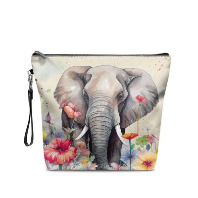 China Durable Wholesale PU Cosmetic Bags Women Toiletry Storage AnimalPrinted Waterproof Portable Wash Bag Makeup Travel Pouch for sale