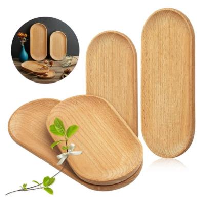 China USA 2 Piece Rustic Small Cup Shallow Serving Dessert Platter Decorative Oval Wooden Veggie Tray Cheese Dish Tableware Tray for sale