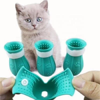 China Viable silicone Cat Foot Cover Anti-Scratch Claw shoes boots for bathing at home for sale