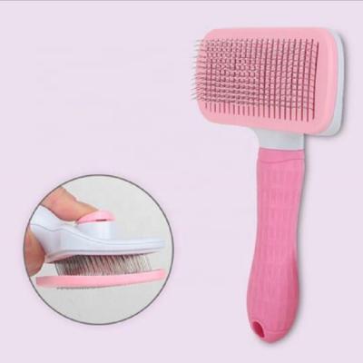 China Sustainable Self Cleaning Molding Slicker Pin Brush Pet Hair Shedding Trimmer Comb For Grooming Cat Dog for sale