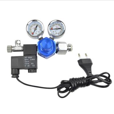 China Sustainable Aluminum Aquarium CO2 Regulator With Double Gauges Solenoid Valve And Bubble Counter for sale