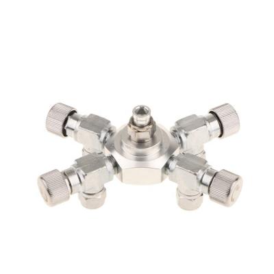 China Accurate 4 Outlet Way Aquarium Aluminum Alloy Viable CO2 Splitter Needle Valve For Aquarium Tank for sale