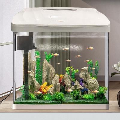 China 42cm Viable Ultra Clear Glass Aquarium Table Fish Tank With Filter Pump And LED Light for sale