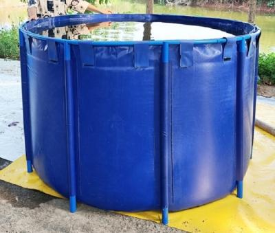 China Sustainable Collapsible Outdoor PVC Tarpaulin Fish Farming Tank 850L For Shrimp And Fish Aquaculture for sale