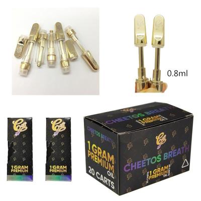 China Gold Tip 1ml 0.8ml Disposable Vaporizer Cartridge Packaging Ceramic Coil 1.2-1.4ohm for sale