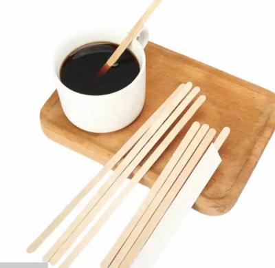 China Sustainable Custom Wood Coffee Stirrer Sticks Individually Wrapped Coffee Ground Bamboo Wooden Coffee/Tea Stirrers for sale