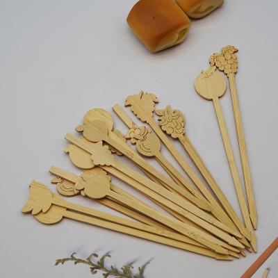 China Disposable Safe Bamboo Lovely Animal Pattern In Shape Compostable Organic Safe Skewers for sale