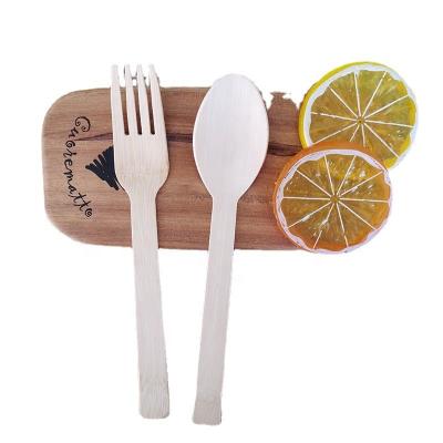 China Eco-friendly Hot Sale Compostable Disposable Knife Fork Spoon Bamboo Cutlery Travel Use Kit for sale