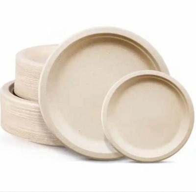 China Disposable Eco-friendly Biodegradable Disposable Bamboo Fiber Plates Compostable PFAS FREE Paper Plate For Restaurants Wedding for sale