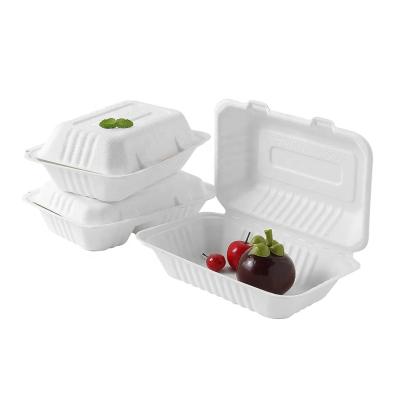 China Disposable Eco-friendly Biodegradable Sugarcane Bagasse Disposable Biodegradable Eco-Friendly 2 compartment Bento box for Lunch for sale