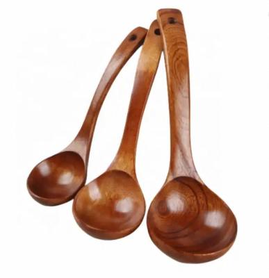 China Disposable High Grade Quality Eco Friendly Reusable Big Round Shape Smooth Natural Beech Wood Spoon For Soup for sale