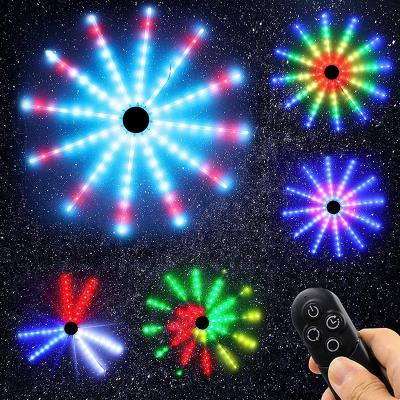 China Firework Lights Fan Shape Fairy Lights Color Dynamic Dreamy Ceiling Explosive Star Fireworks Light Music Voice Control Wedding Party Patio Garden for sale