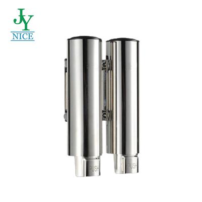 China High Quality Plastic Wall Mounted Hanging Lotion Dispenser Stainless Steel Double Soap Dispenser Lockable Clean Liquid Soap Dispenser for sale