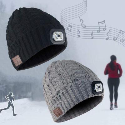 China Earphone Bluetooth Earphone with LED Lamp Women Beanie, Healthy Unisex Hat with Headlight, Wireless Earphone with Headlight OEM for sale